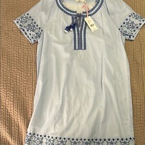 Blue and White Embroidered Dress
